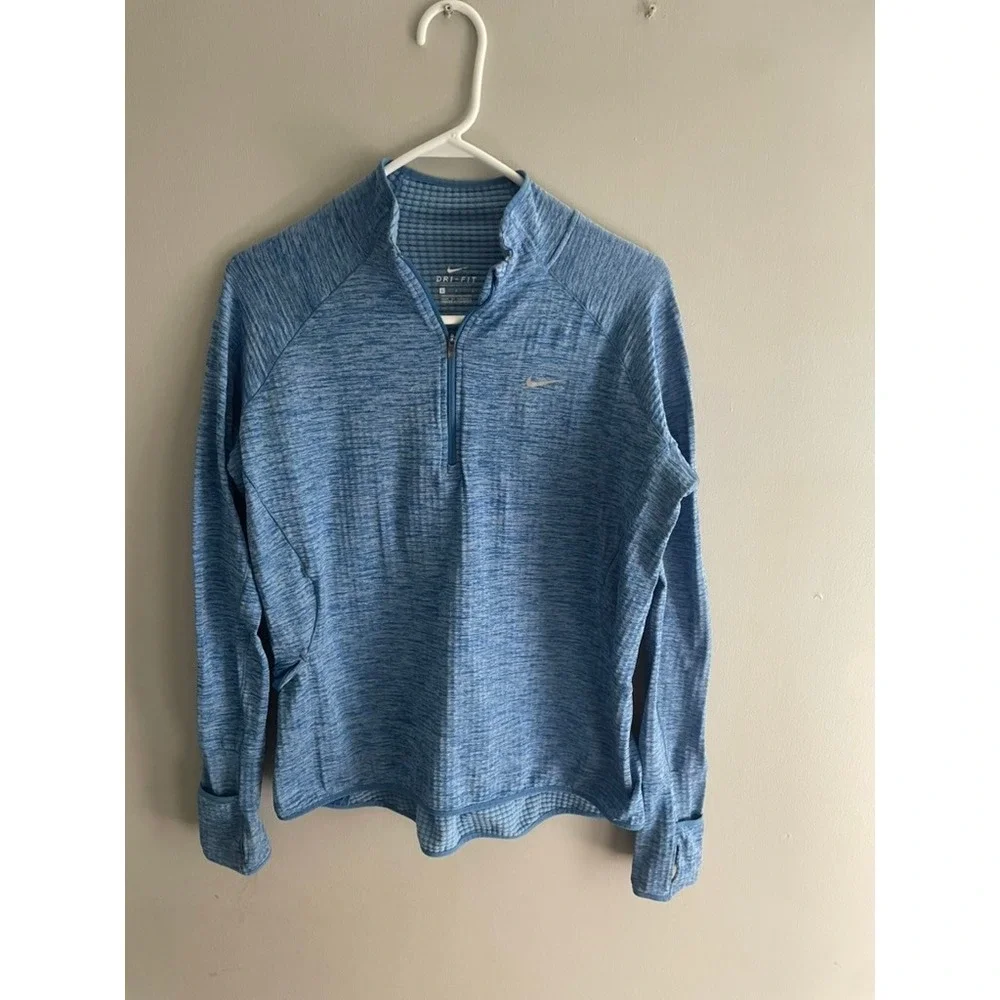 Nike Dri-FIT Element Half Zip Running Top Blue Space Dye Heathered Pullover L